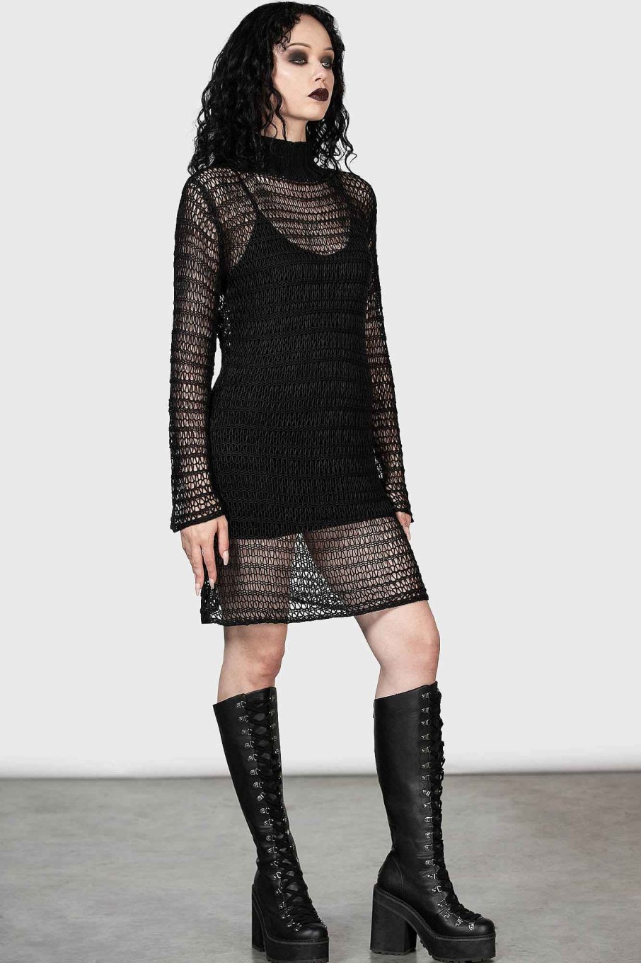 Women KILLSTAR Dresses | Rebecca'S Rage Knit Dress Black