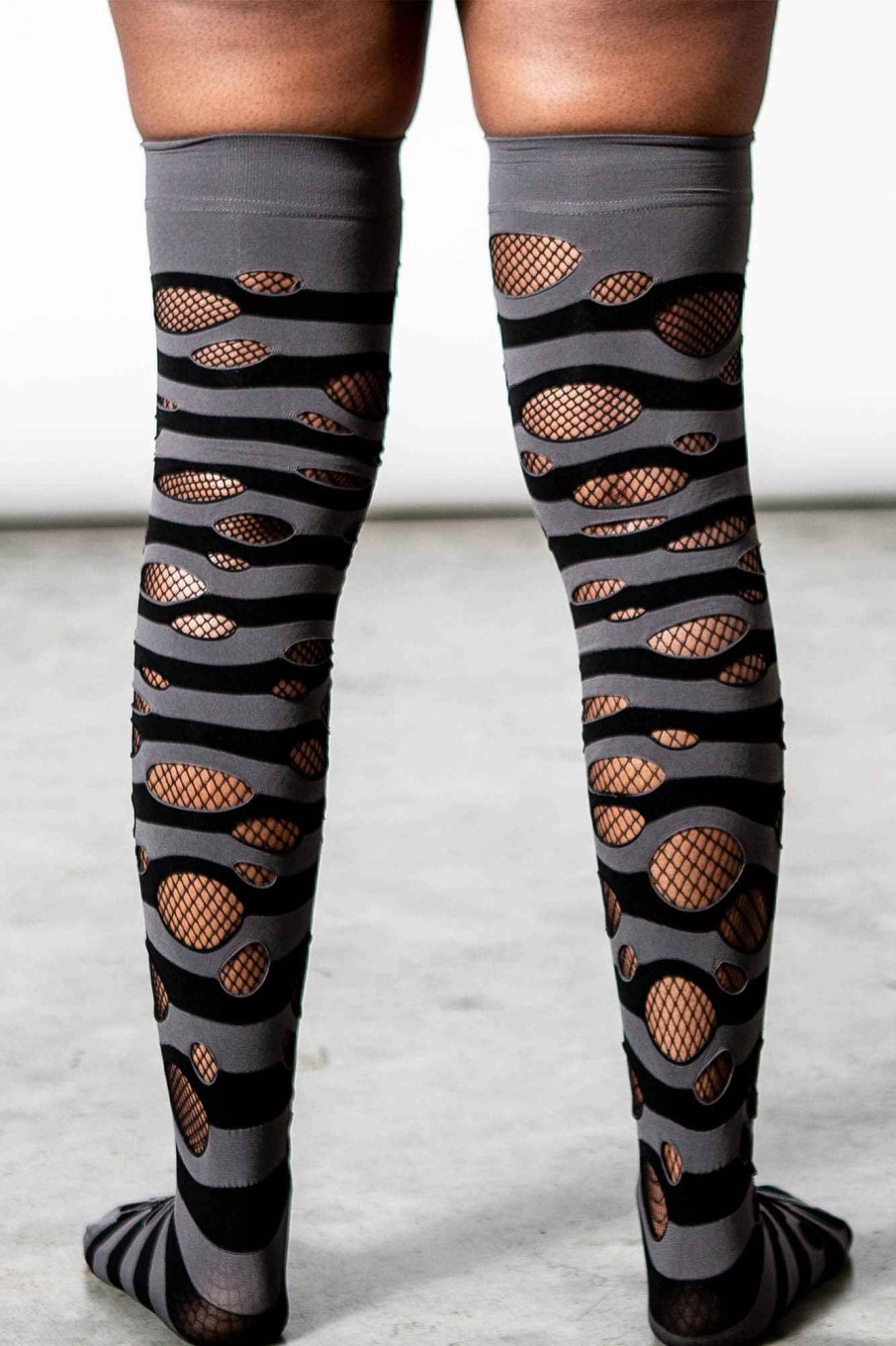 Accessories KILLSTAR Socks & Tights | Wretched Soul Distress Socks [Black/Ash] Grey