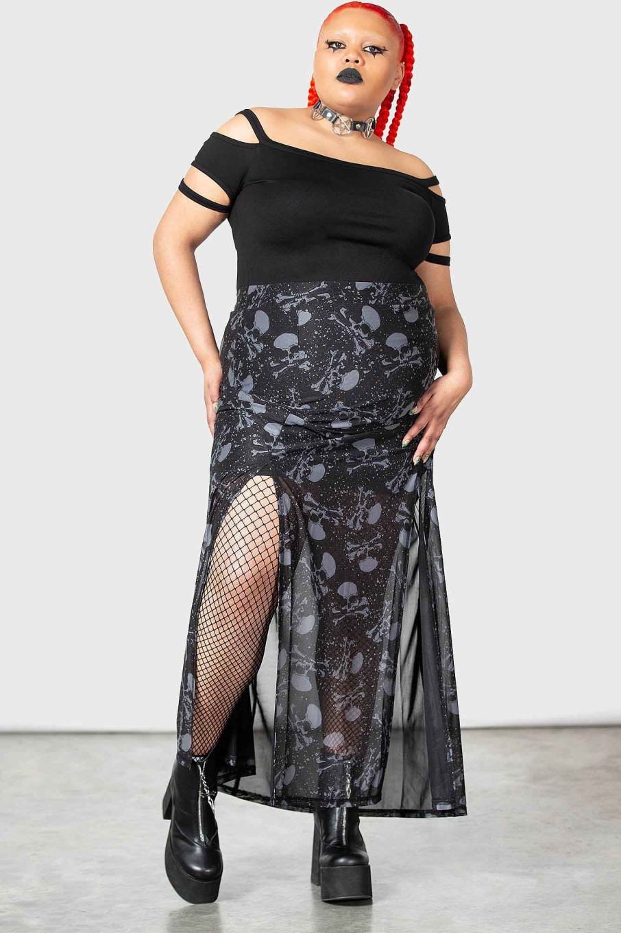 Plus KILLSTAR Skirts | Waxwork Maxi Skirt [Plus] Black