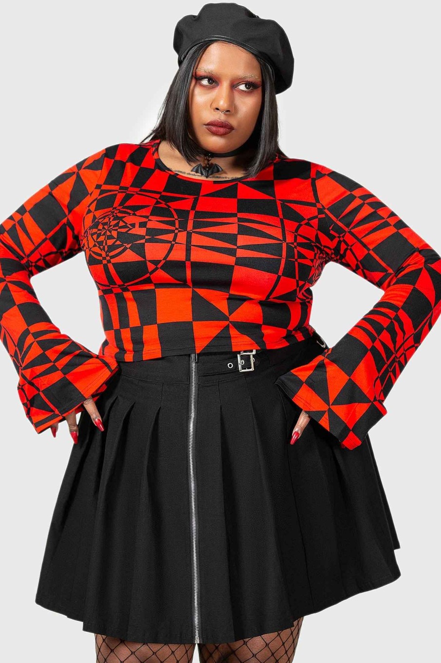 Plus KILLSTAR Co-Ords | Suspiria Mood Crop Top [Black/ ] [Plus] Red