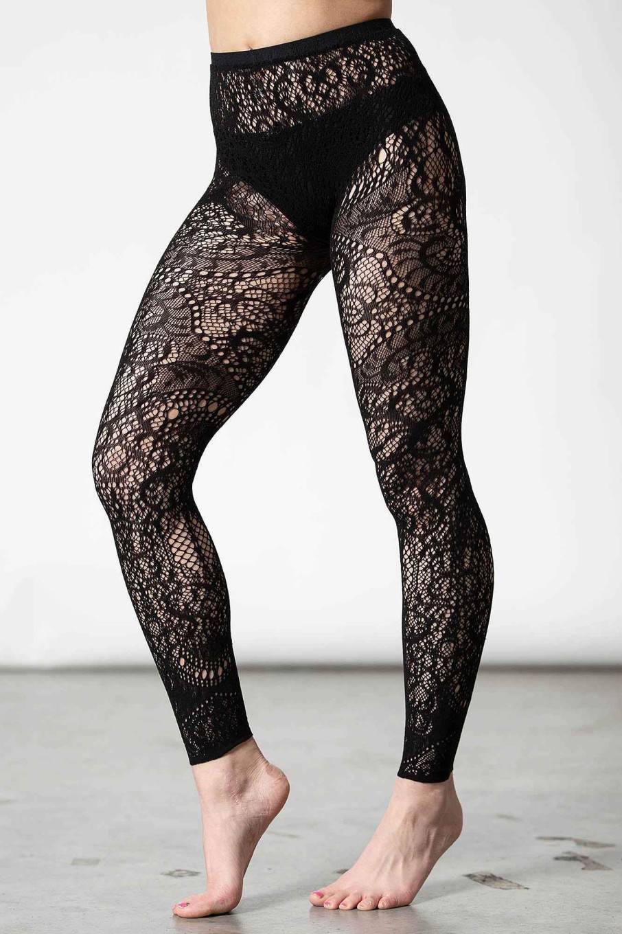 Accessories KILLSTAR Socks & Tights | Empyrean Lace Leggings Black