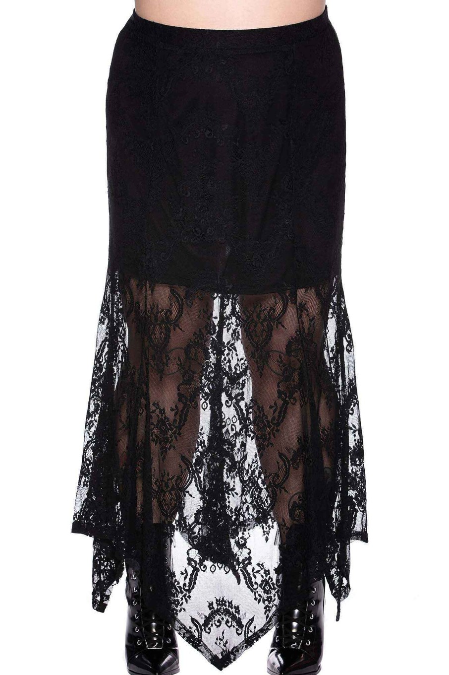 Plus KILLSTAR Bottoms | Rosa Lace Maxi Skirt [Plus] Black