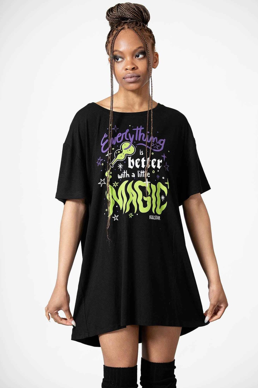 Women KILLSTAR Loungewear | Magic Rest T-Shirt Dress Black