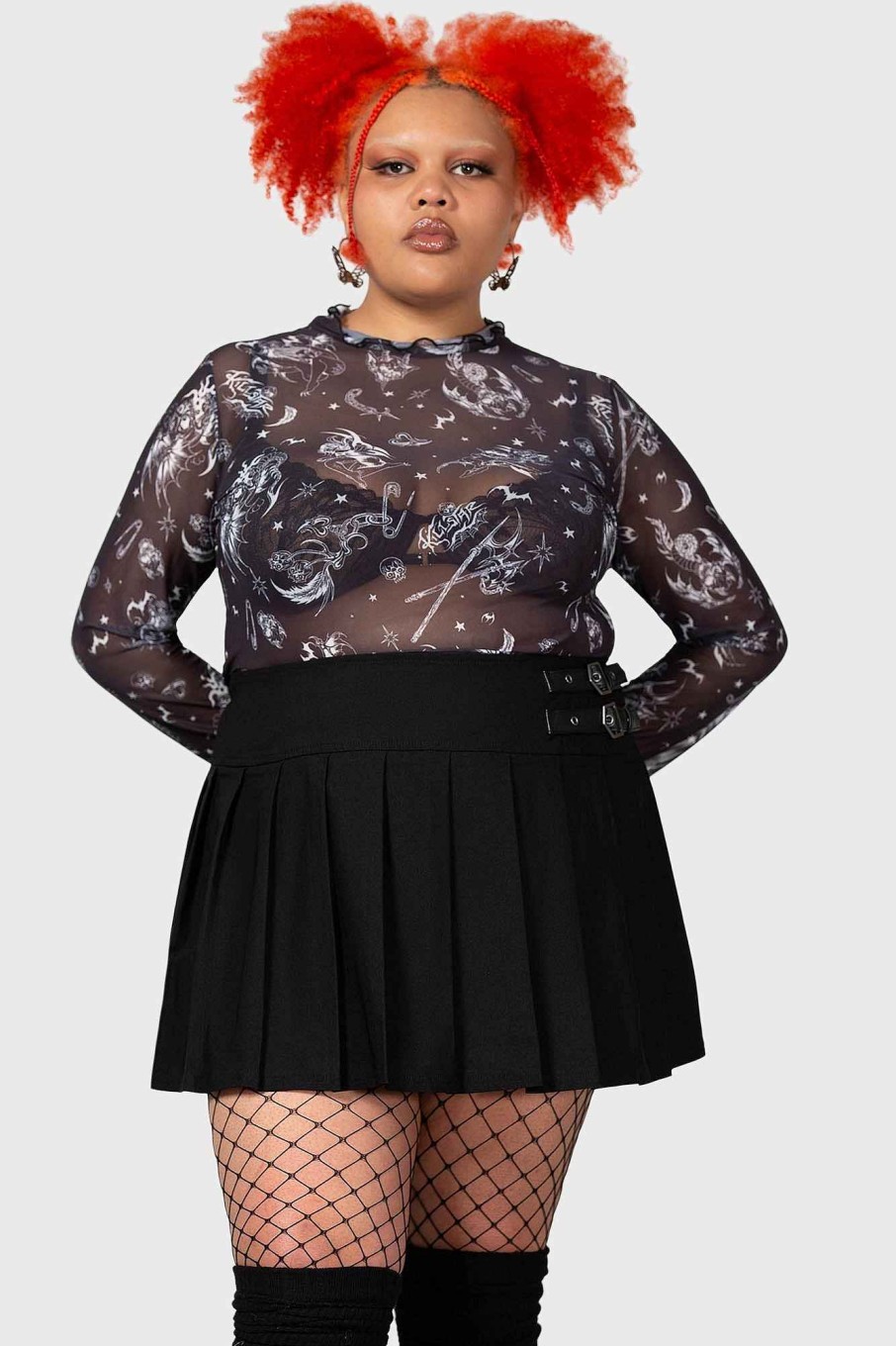 Plus KILLSTAR Co-Ords | Dazed Skull Crop Top [Plus] Black