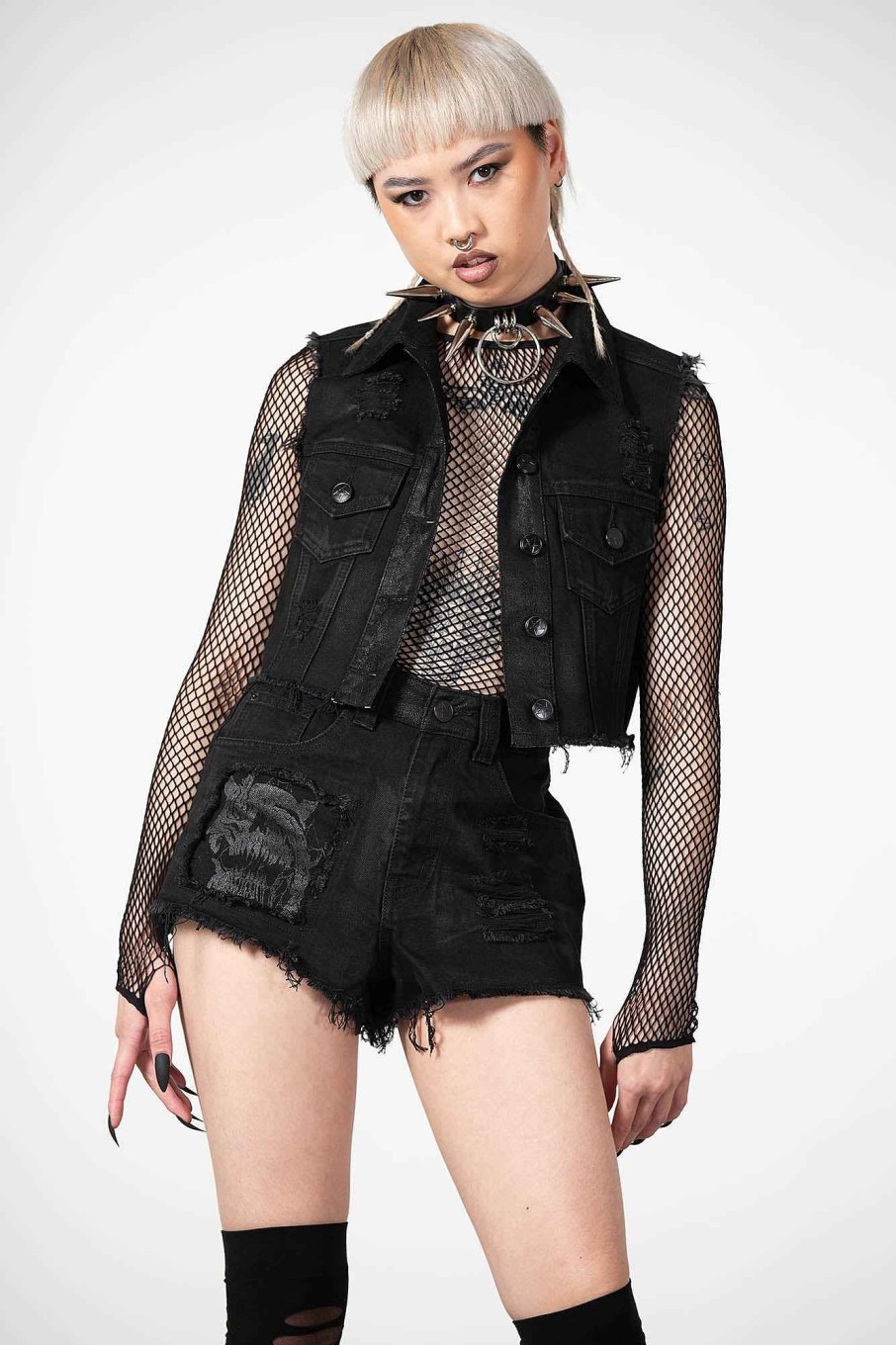 Women KILLSTAR Bottoms | Prediction Patch Denim Shorts Black