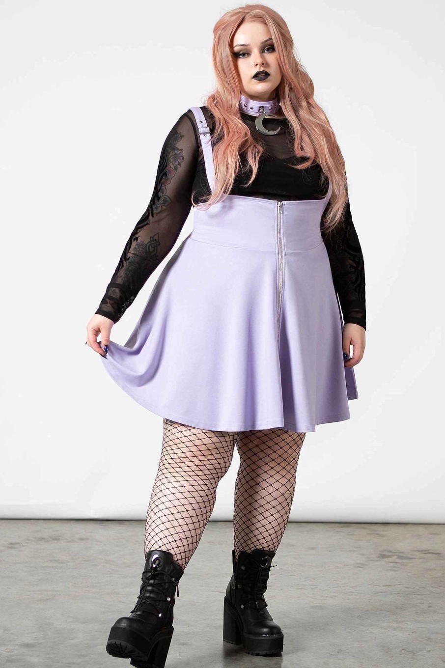 Plus KILLSTAR Bottoms | Suspend Me Statement Skirt [Pastel ] [Plus] Lilac