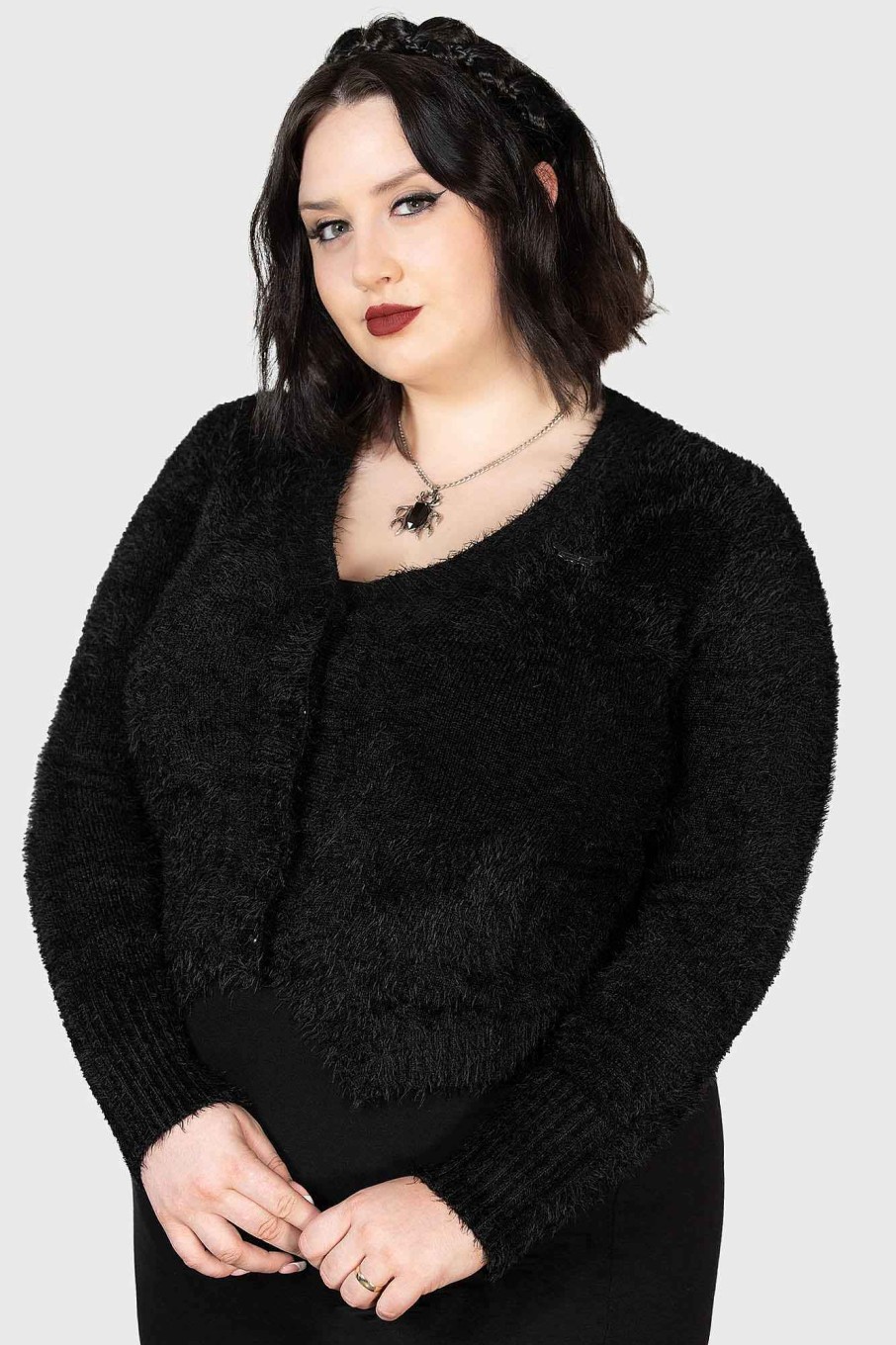 Plus KILLSTAR Knitwear | Chiroptera Cardigan [Plus] Black