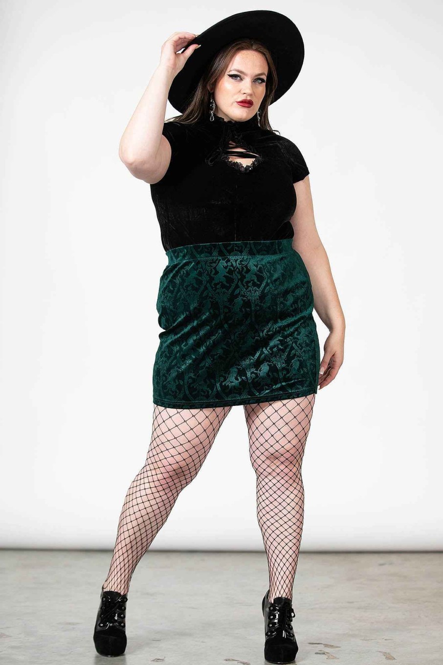 Plus KILLSTAR Skirts | Doom Duchess Skirt [Emerald] [Plus] Green