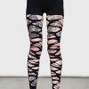 Accessories Killstar Socks & Tights | Carved Up Slashed Tights Black