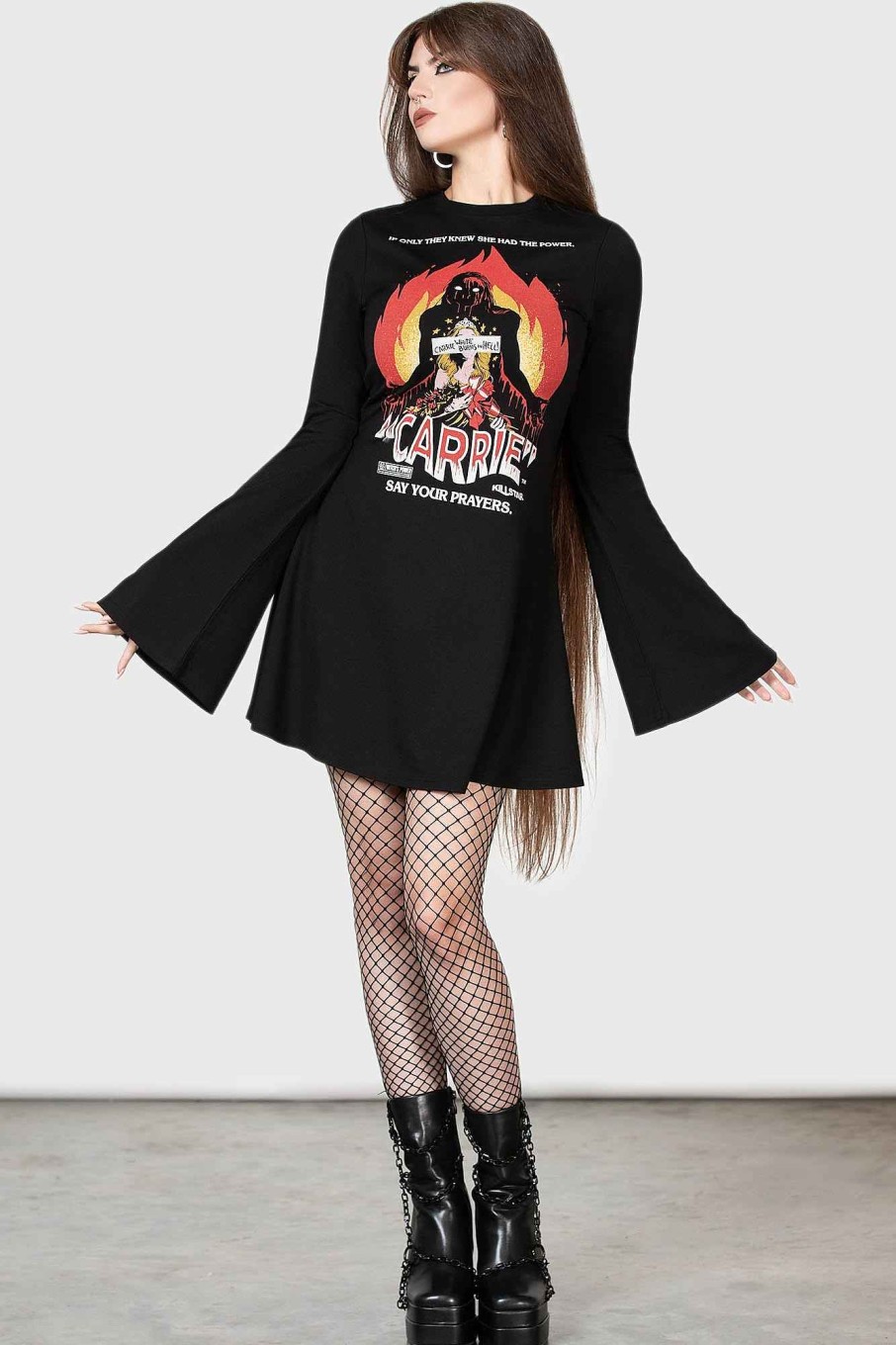 Women MGM CARRIE Dresses | Creepy Carrie Skater Dress Black