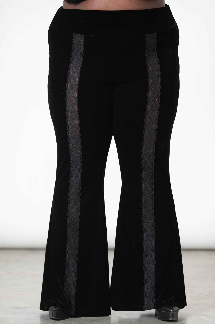 Plus KILLSTAR Bottoms | Verna Velvet Bell Bottoms [Plus] Black