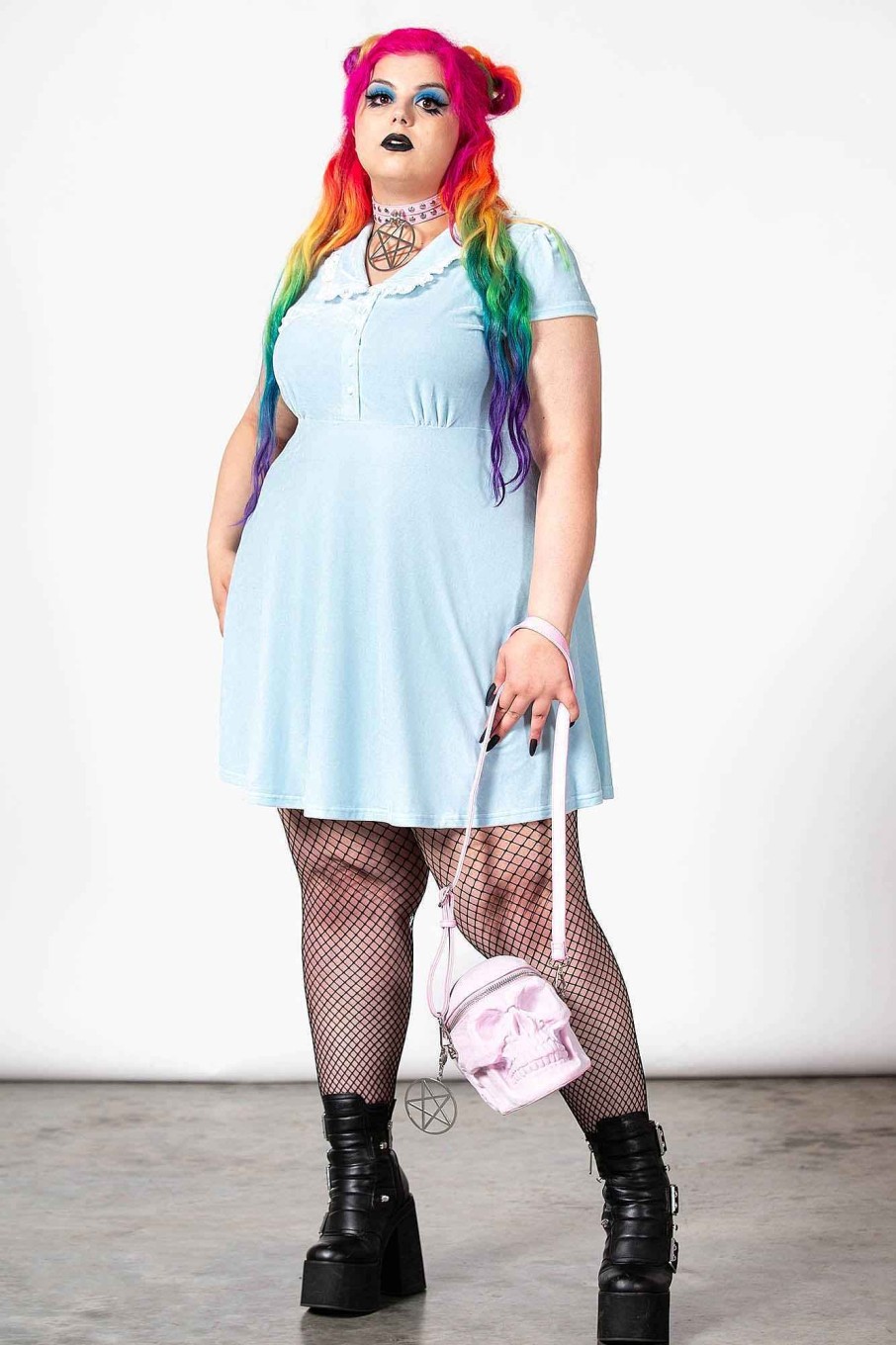 Plus KILLSTAR Dresses | Every Mourning Collar Dress [Pastel ] [Plus] Blue