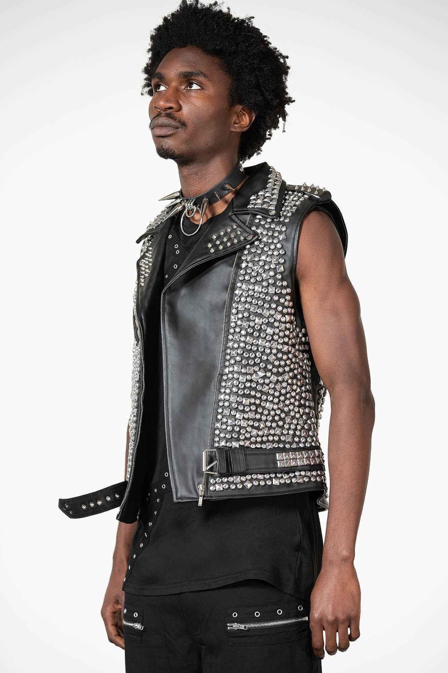 Men KILLSTAR Outerwear | Overload Ii Leather Vest [Faux Leather] Black