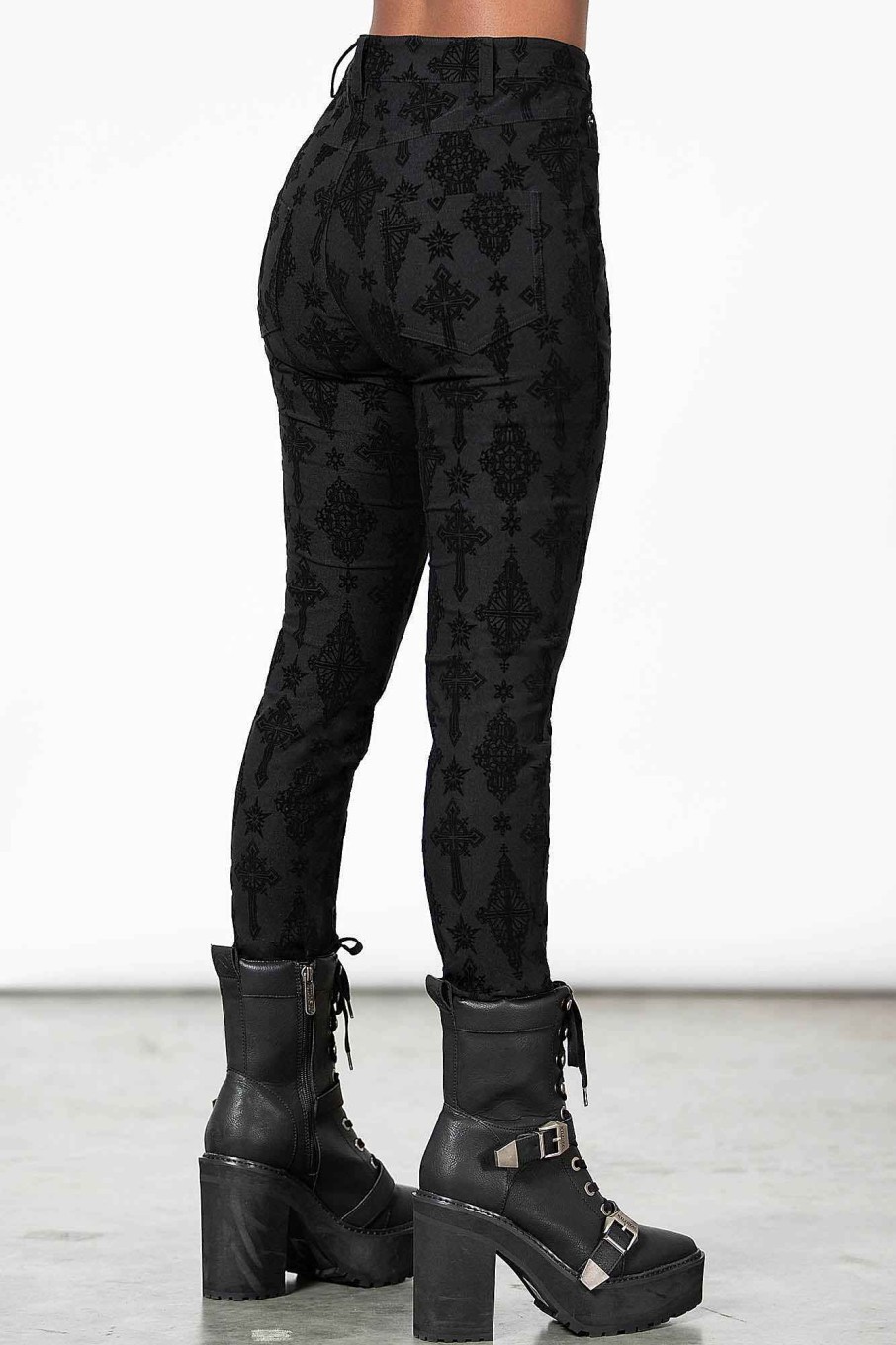 Women KILLSTAR Bottoms | Nora Flocked Trousers Black