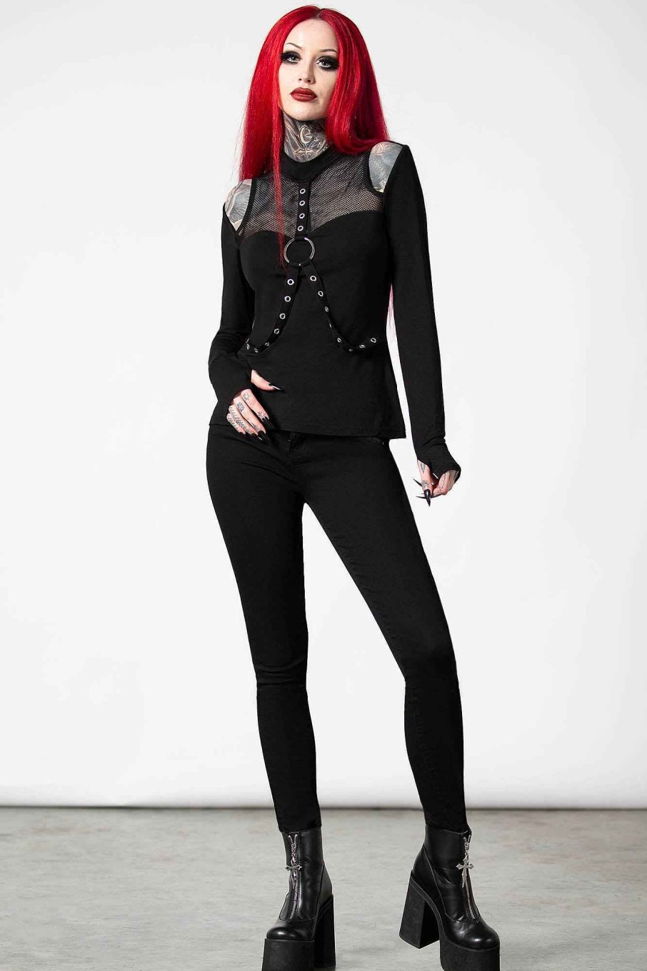 Women KILLSTAR Tops | Pogo Long Sleeve Top Black