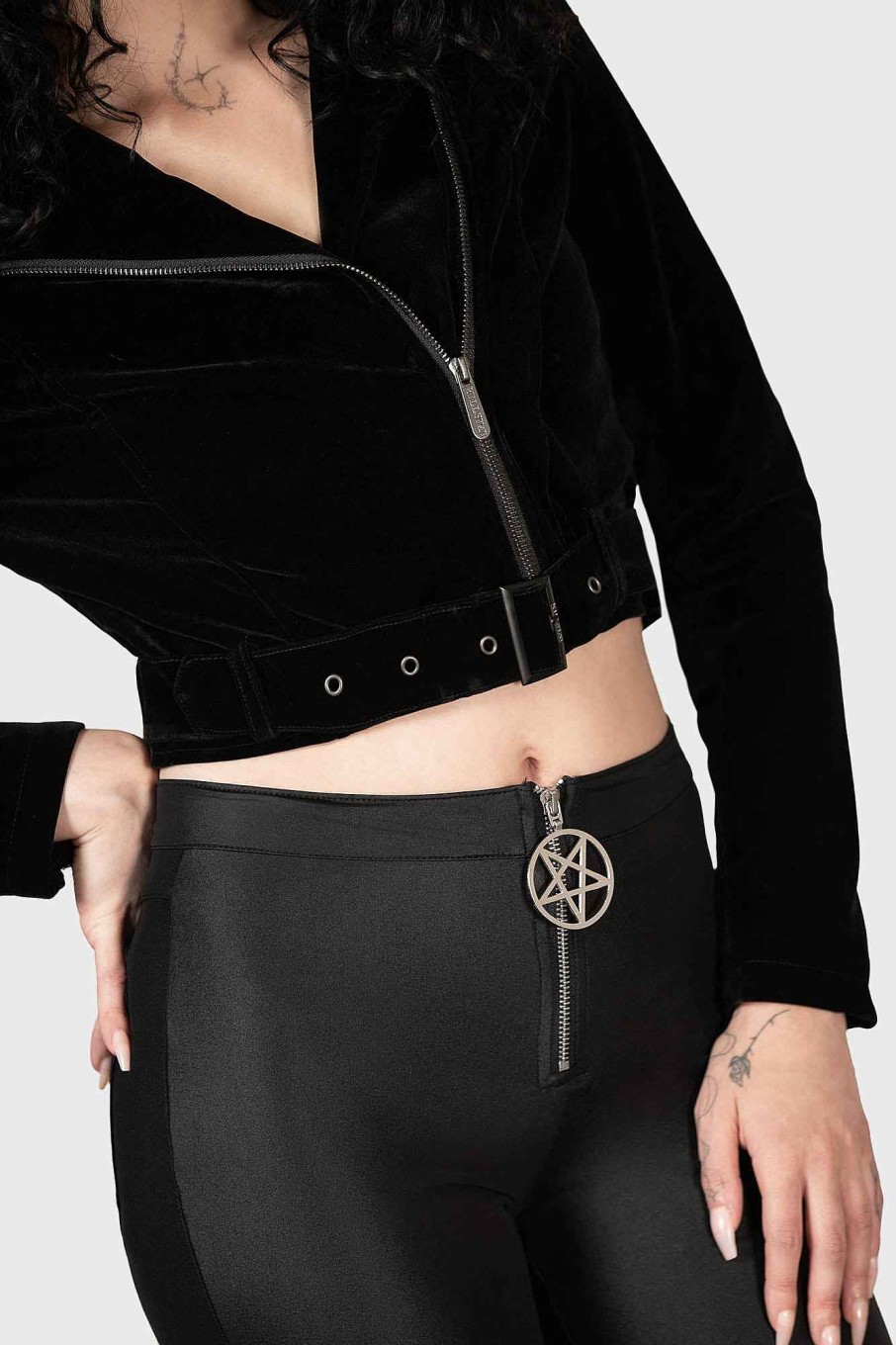 Women KILLSTAR Outerwear | Twilight Goddess Biker Jacket Black